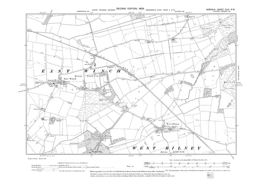 East Winch, West Bilney, Norfolk in 1906: 46NW