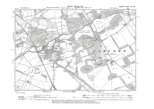 Narborough, Narford Lake, Norfolk in 1907: 46SE