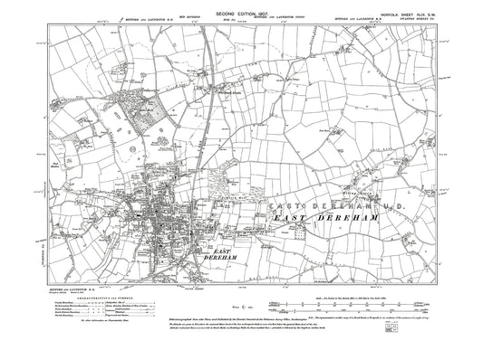 East Dereham, Northall Green, Etling Green, Norfolk in 1907: 49SW