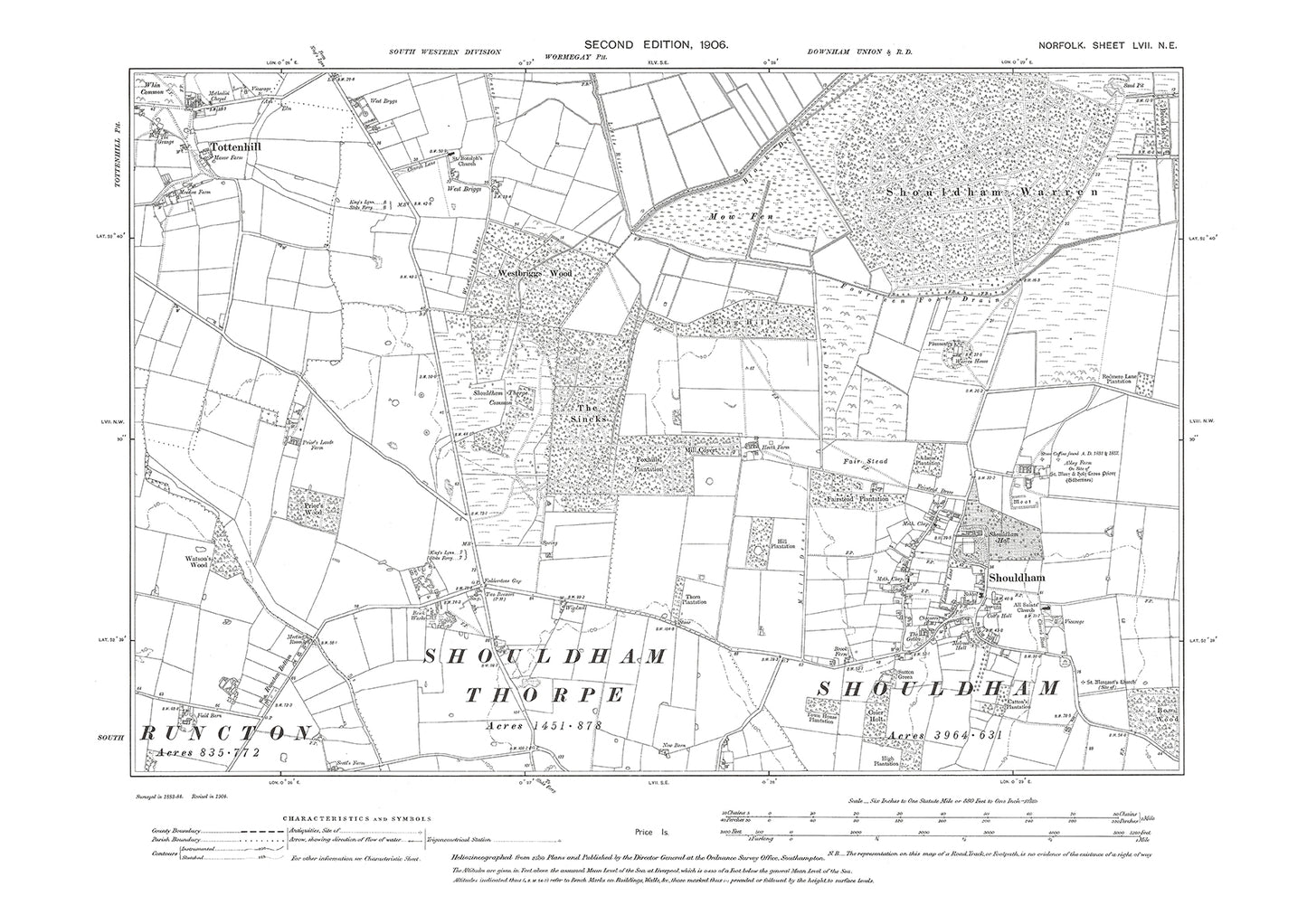 Shouldham, Tottenhill, Norfolk in 1906: 57NE