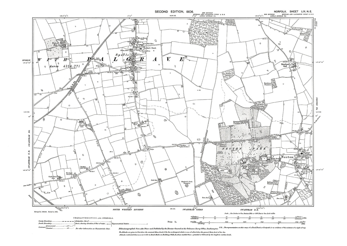 Sporle, Necton, Norfolk in 1906: 59NE