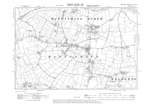 Mattishall, Welborne, Norfolk in 1907: 61NE