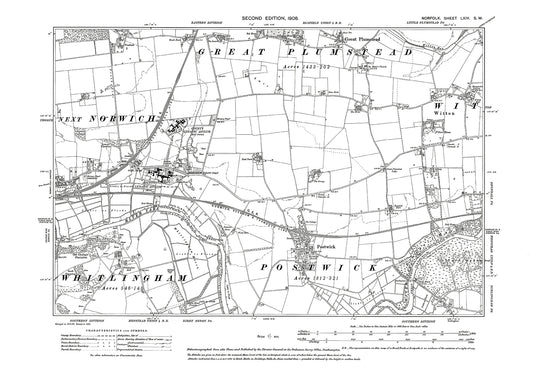 Thorpe, Postwick, Witton, Norfolk in 1908: 64SW