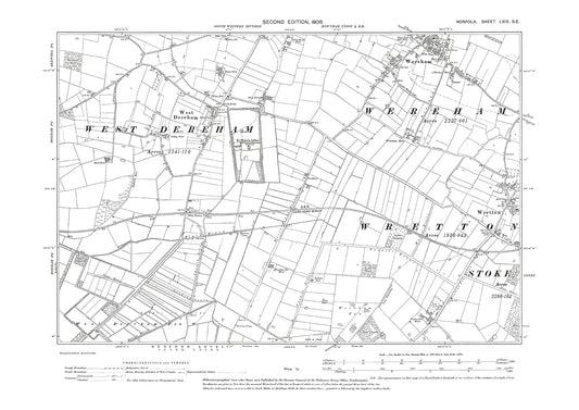 West Dereham, Wretton, Wereham, Norfolk in 1906: 69SE