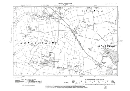 Hardingham, Kimberley, Thuxton, Coston, Norfolk in 1907: 73NE