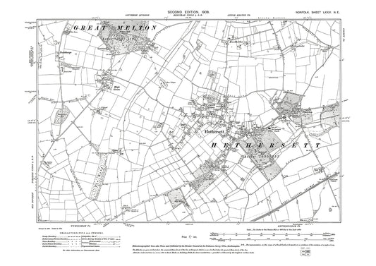 Hethersett, Great Melton, Norfolk in 1908: 74NE