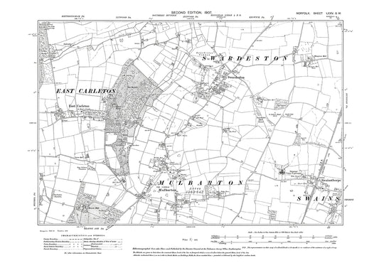 East Carleton, Mulbarton, Swardeston, Swainsthorpe, Norfolk in 1907: 75SW