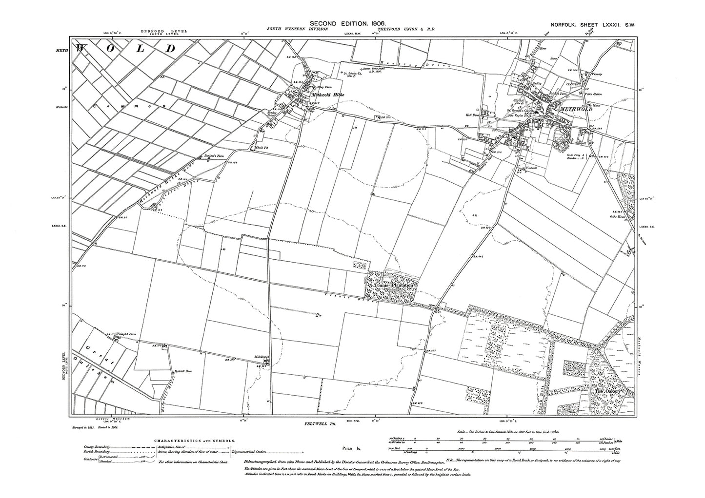 Methwold, Norfolk in 1906: 82SW