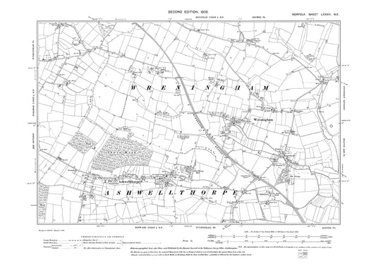 Ashwellthorpe, Wreningham, Norfolk in 1906: 86NE