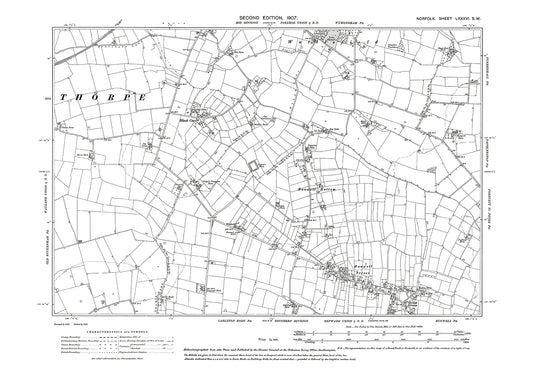 Bunwell, Norfolk in 1907: 86SW