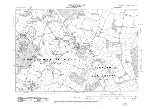 Shotesham All Saints, Norfolk in 1907: 87NE