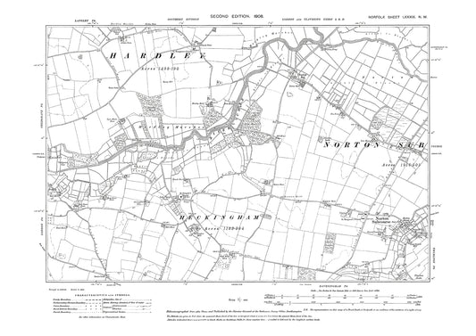 Norton Subcourse, Heckingham, Norfolk in 1908: 89NW