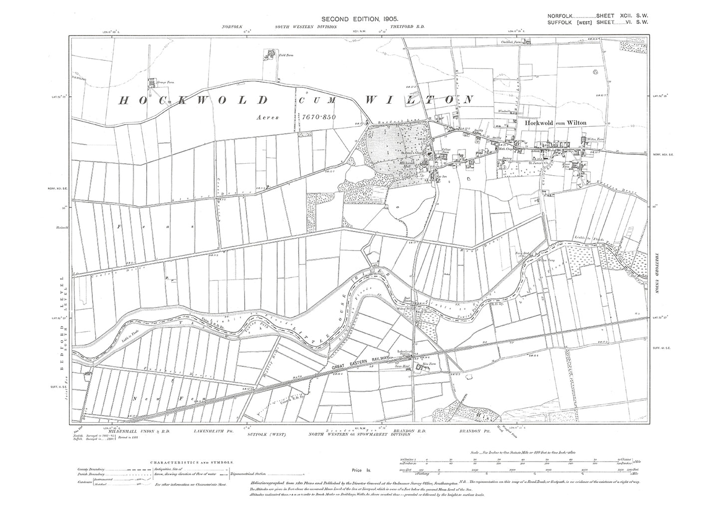 Hockwold cum Wilton, Norfolk in 1905: 92SW