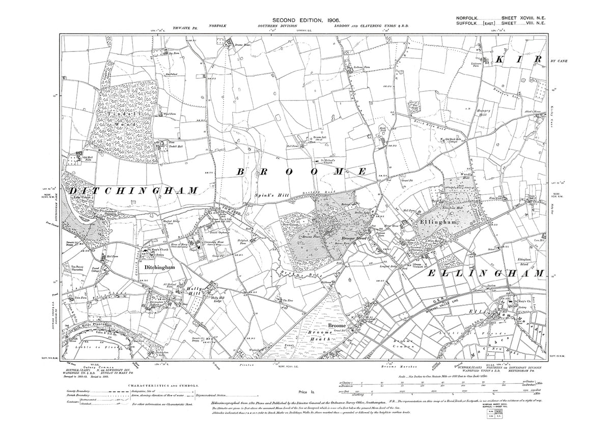 Ditchingham Ditchingham, Ellingham, Norfolk in 1906: 98NE – Old Map Downloads