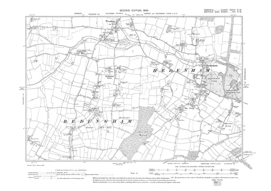 Bedingham, Hedenham, Woodton, Norfolk in 1906: 98NW