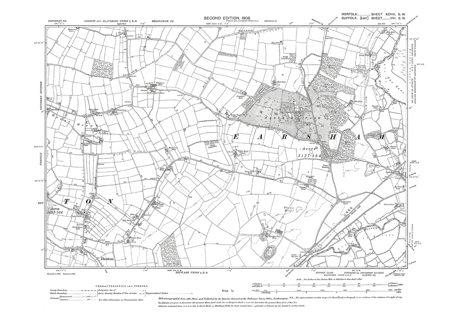 Denton, Earsham Park, Norfolk in 1906: 98SW