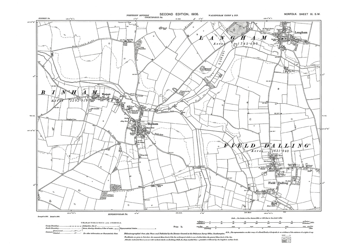 Langham, Binham, Field Dalling, Norfolk in 1906: 9SW