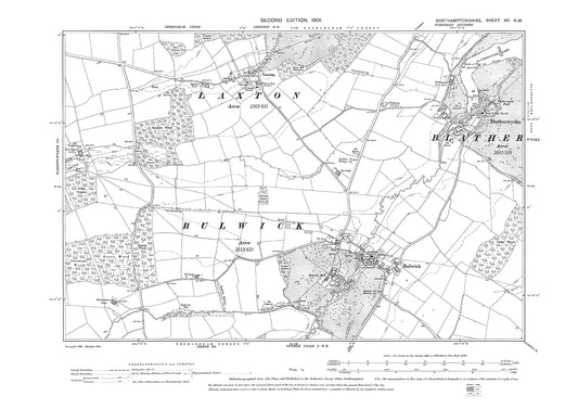 Blatherwycke, Bulwick, Laxton, Northamptonshire in 1901: 12NW