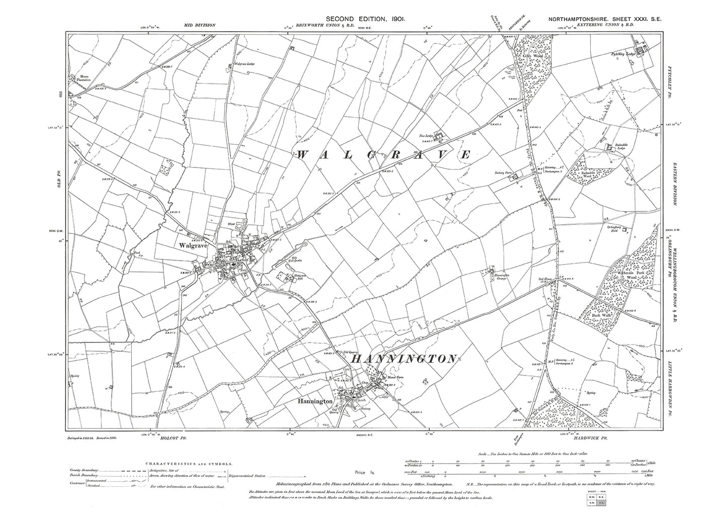 Walgrave, Hannington, Northamptonshire in 1901: 31SE