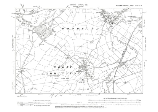 Great Addington, Woodford, Northamptonshire in 1901: 33NW