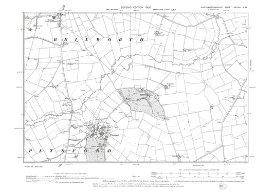 Pitsford, Brixworth (south), Northamptonshire in 1900: 38NW
