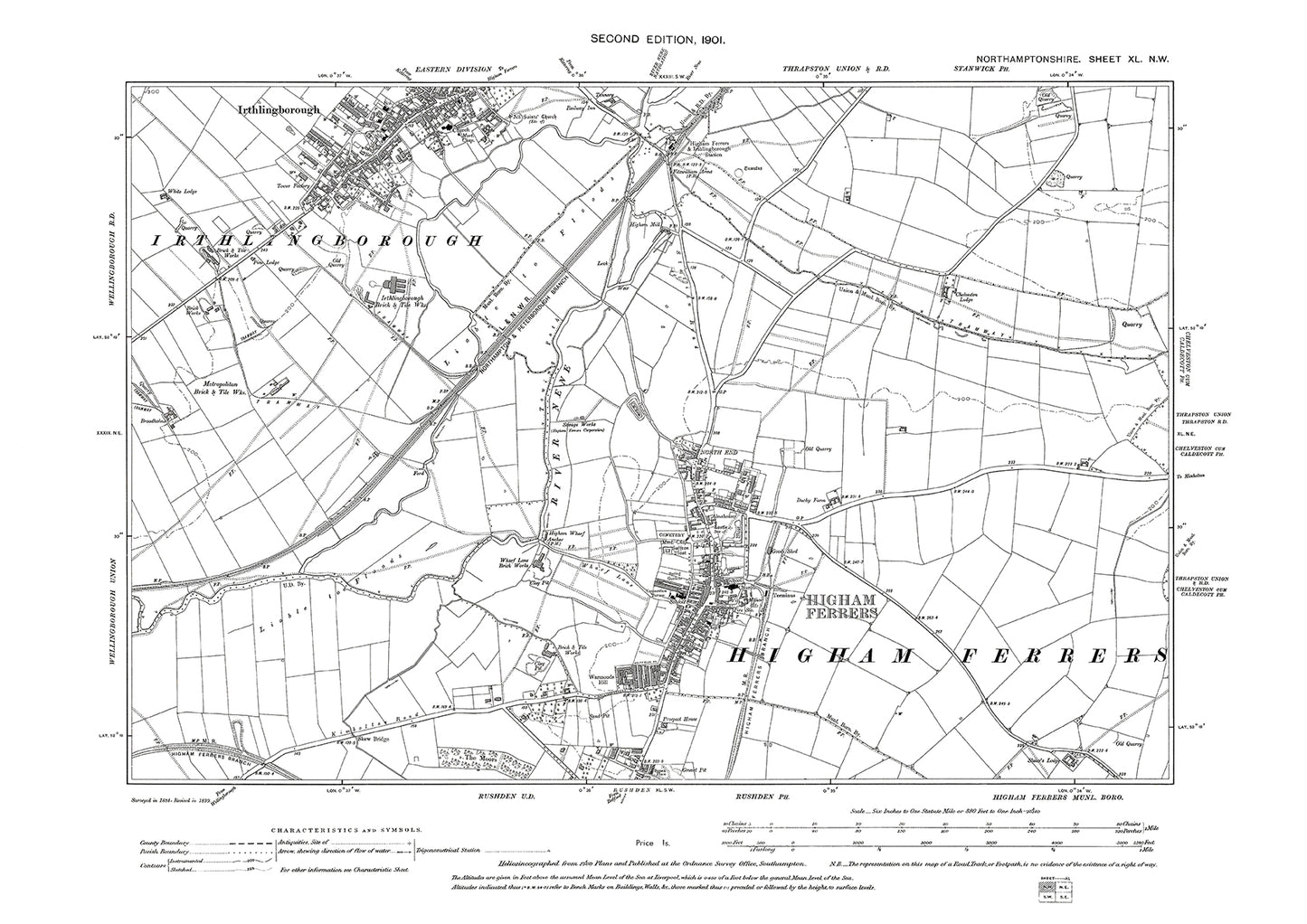 Higham Ferrers, Irthlingborough, Northamptonshire in 1901: 40NW