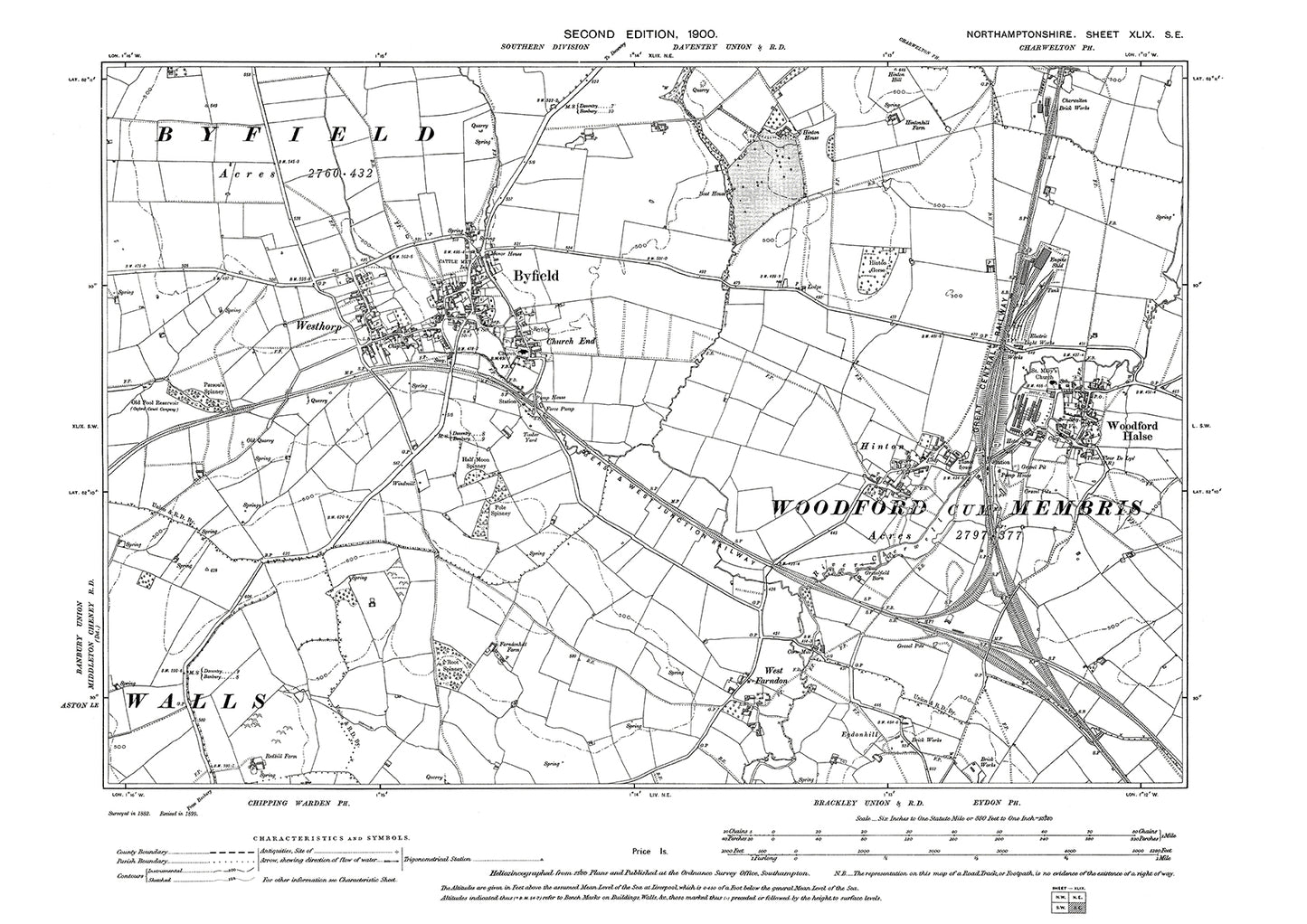 Byfield, Woodford Halse, Northamptonshire in 1900: 49SE