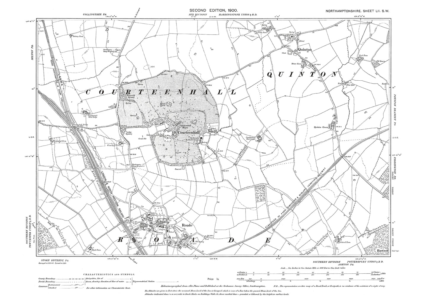 Roade, Courteenhall, Quinton, Northamptonshire in 1900: 52SW