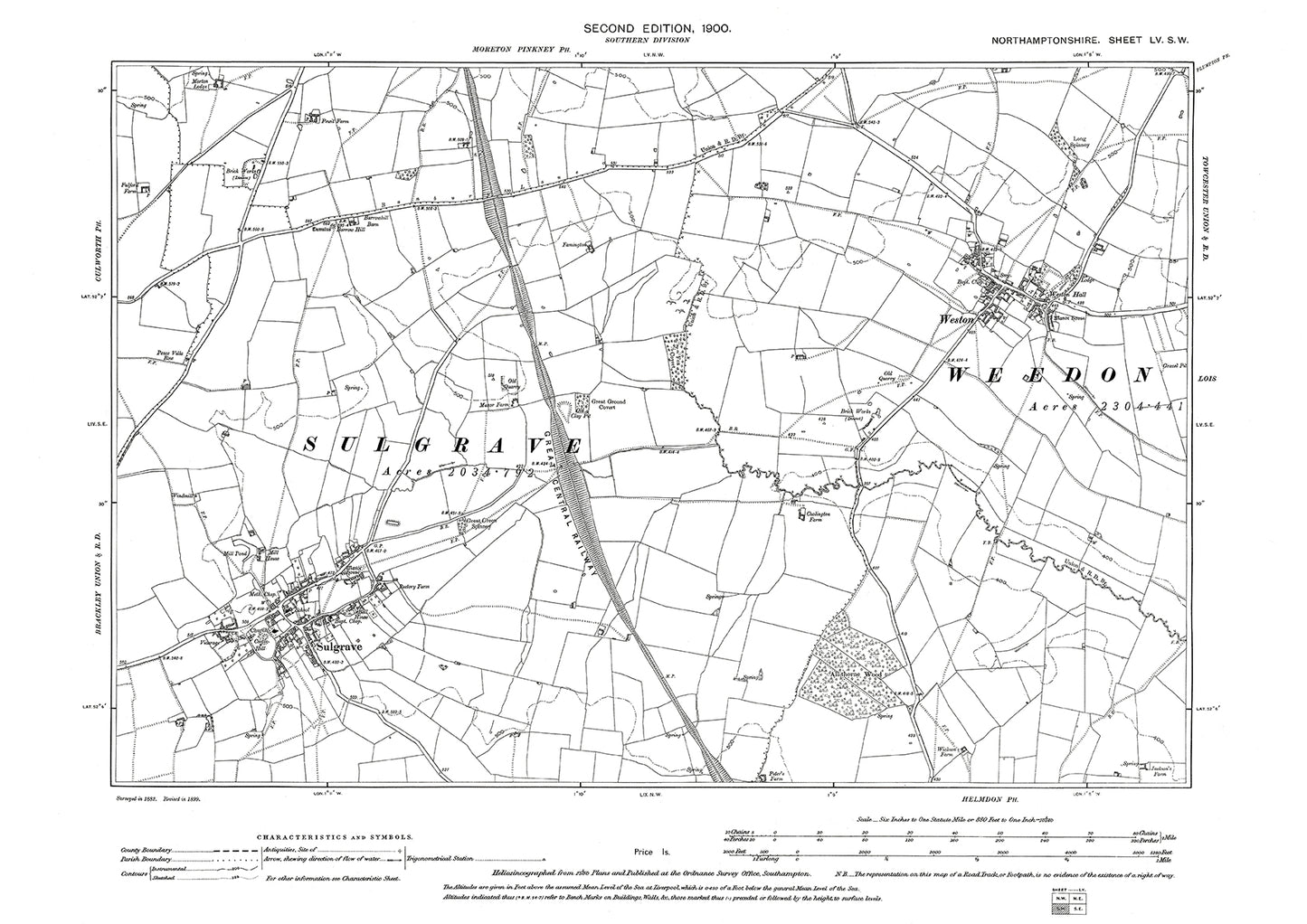 Sulgrave, Weston, Northamptonshire in 1900: 55SW