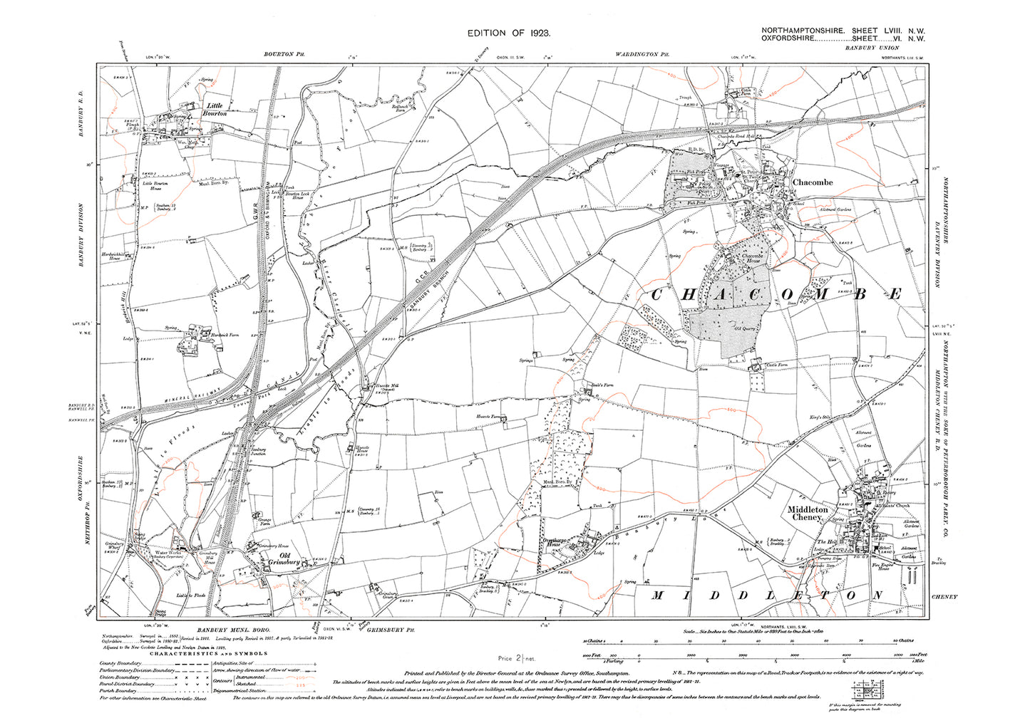 Middleton Cheney, Chacombe, Northamptonshire in 1923: 58NW