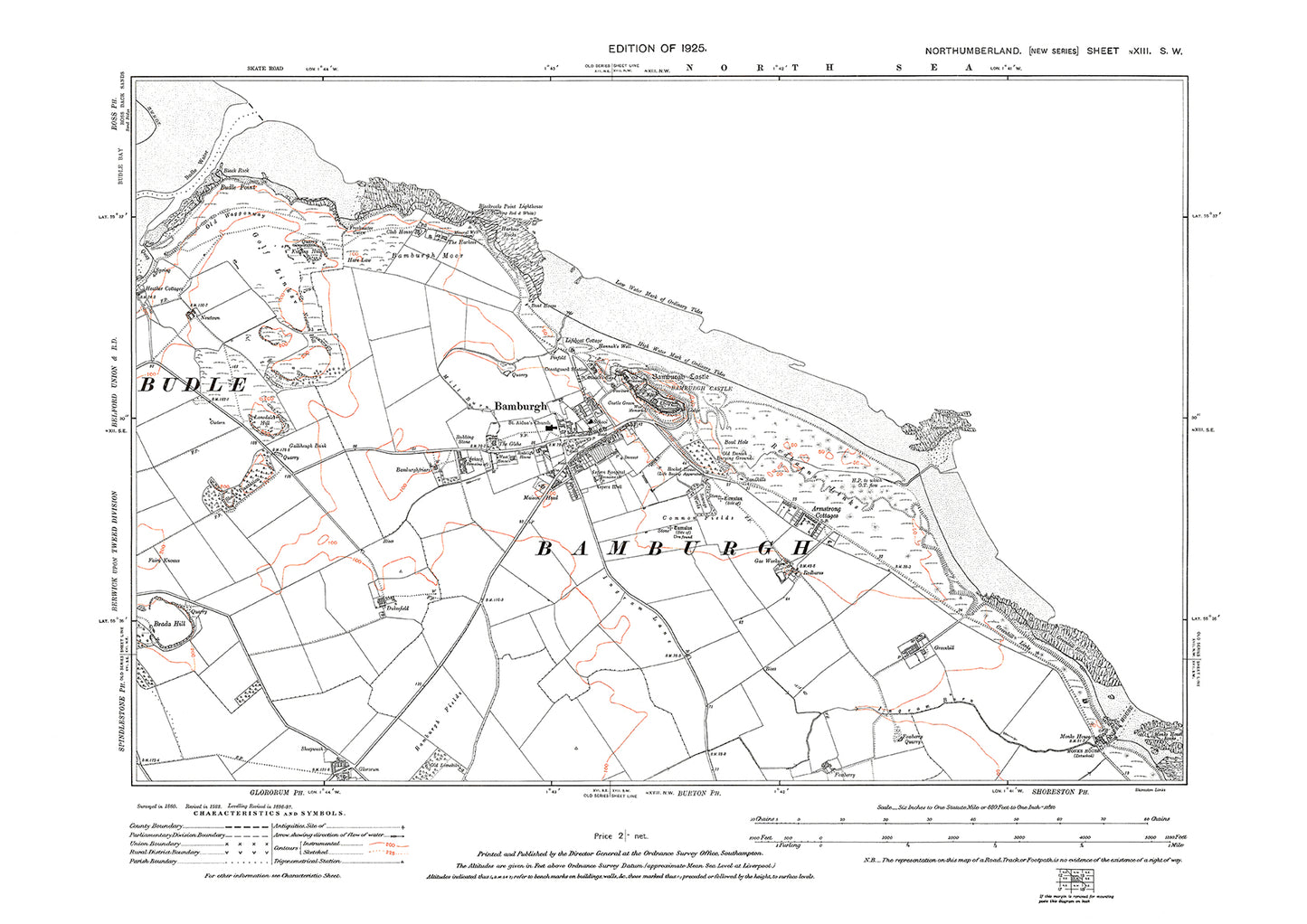 Bamburgh, Northumberland in 1925: 13SW