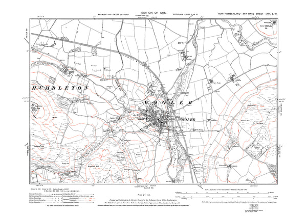 Wooler, Humbleton, Northumberland in 1925: 16SW – Old Map Downloads