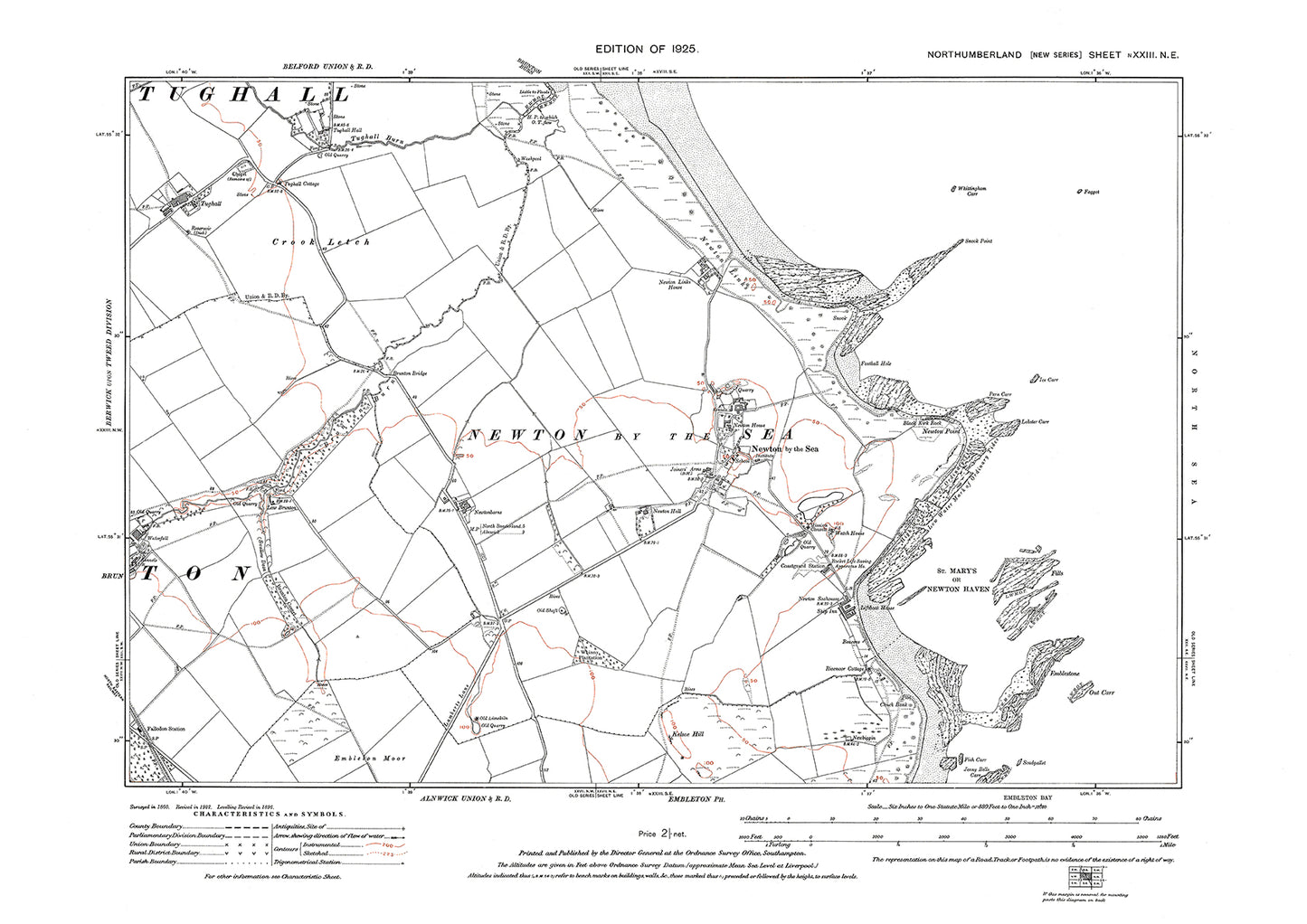 Newton by the Sea, Brunton, Northumberland in 1925: 23NE