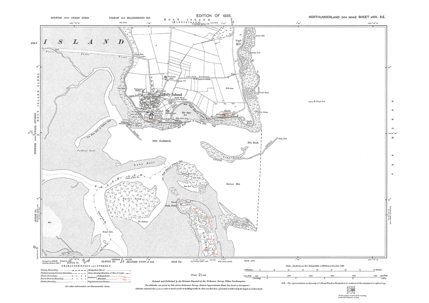 Holy Island, Lindisfarne, Northumberland in 1925: 8SE