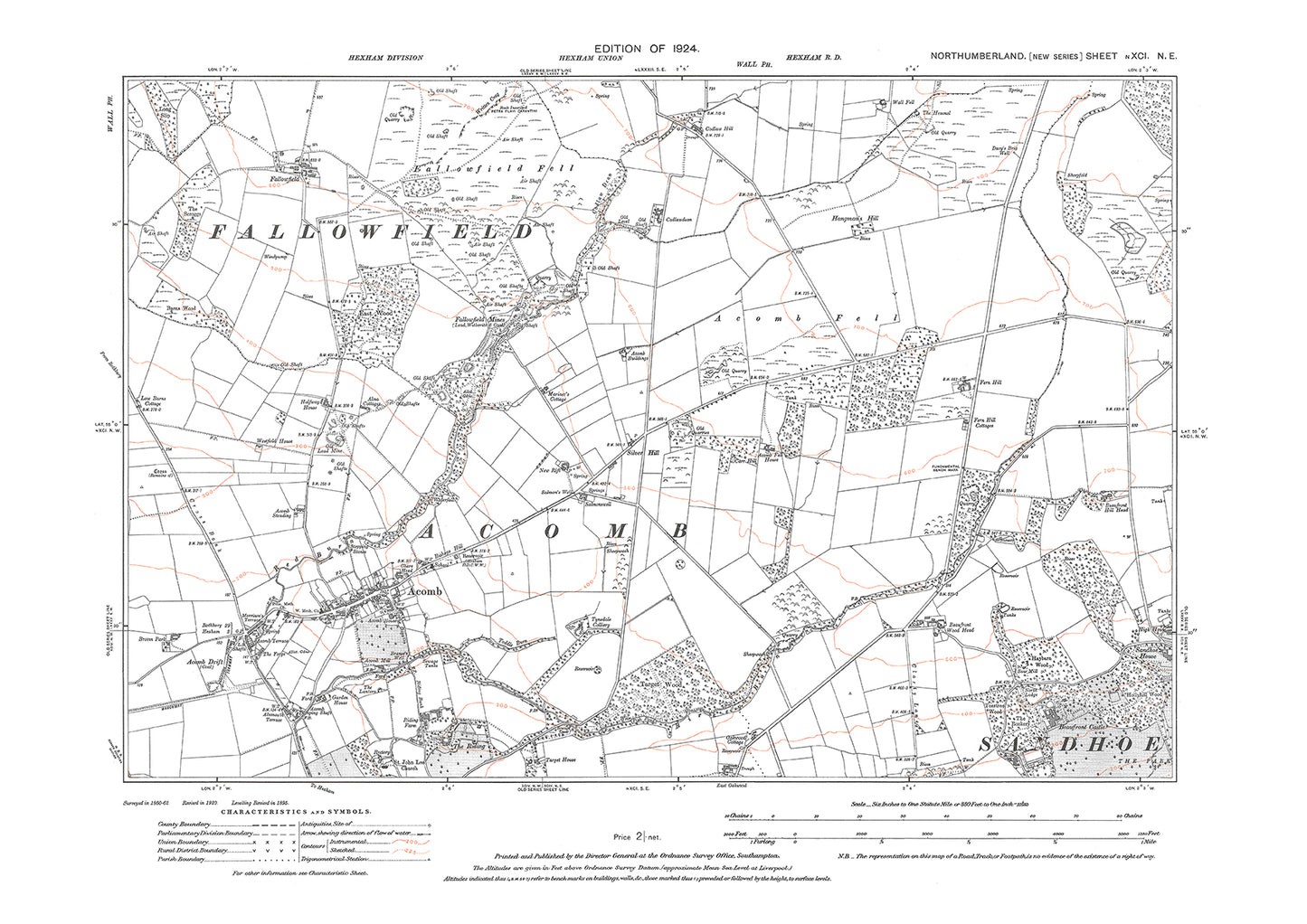 Acomb, Northumberland in 1924: 91NE