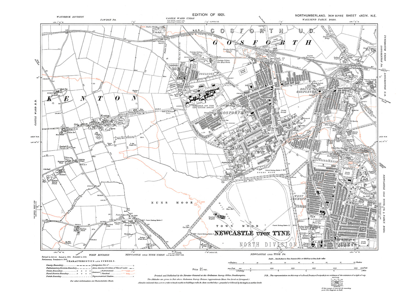 West Jesmond, Gosforth, Northumberland in 1921: 94NE