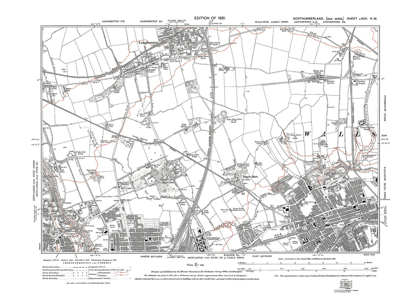 Newcastle upon Tyne (northeast), Wallsend, Northumberland in 1921: 95NW