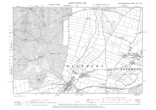 Ollerton, Boughton, old map Nottinghamshire 1900: 19SW