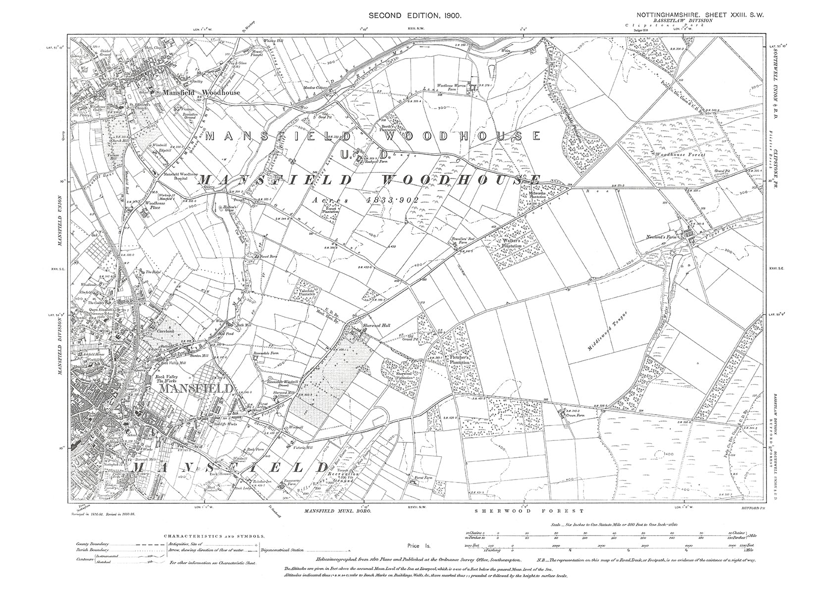 Mansfield Mansfield Woodhouse Old Map Nottinghamshire 1900 23SW mansfield-mansfield-woodhouse-old-map-nottinghamshire-1900-23sw