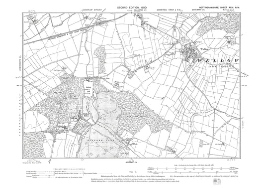 Wellow, Rufford Abbey, Ollerton (south), old map Nottinghamshire 1900: 24NW