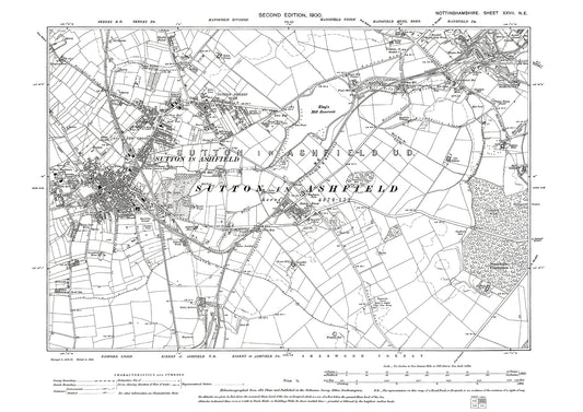 Sutton in Ashfield, Mansfield (southwest), old map Nottinghamshire 1901: 27NE