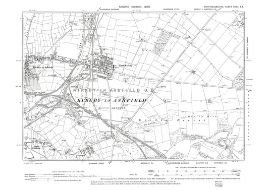 Kirkby in Ashfield, East Kirkby, old map Nottinghamshire 1900: 27SE