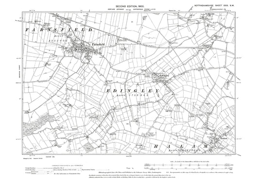 Farnsfield, Edingley, Halam, old map Nottinghamshire 1900: 29SW