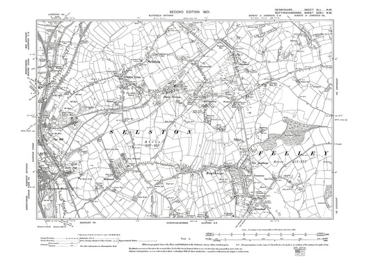 Selston, Dove Green, Bagthorpe, old map Nottinghamshire 1901: 32NW