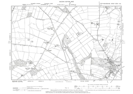 Oxton, old map Nottinghamshire 1900: 33NE