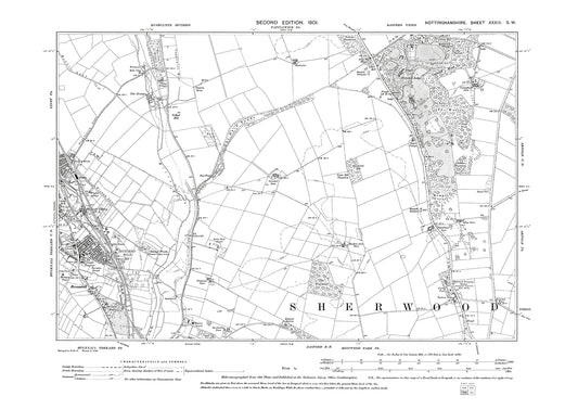 Hucknall Torkard (east), old map Nottinghamshire 1901: 33SW