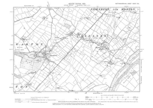 Bleasby, Thurgarton, old map Nottinghamshire 1900: 34SE