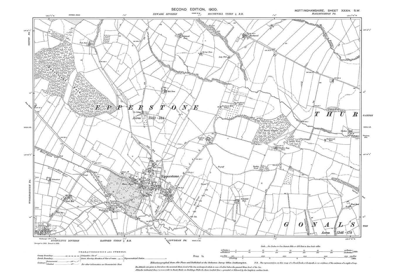 Epperstone, old map Nottinghamshire 1900: 34SW – Old Map Downloads