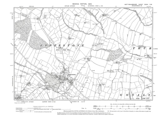 Epperstone, old map Nottinghamshire 1900: 34SW