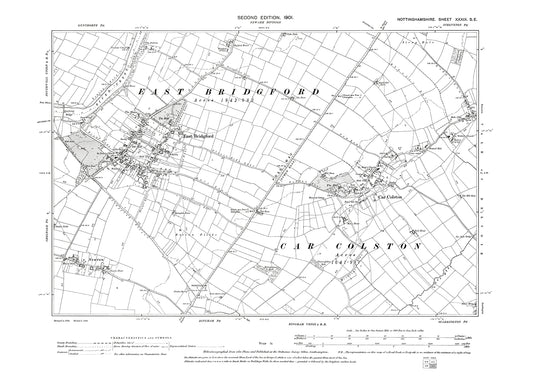 East Bridgford, Car Colston, old map Nottinghamshire 1901: 39SE